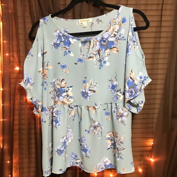 Tops - Cold Shoulder Floral Top